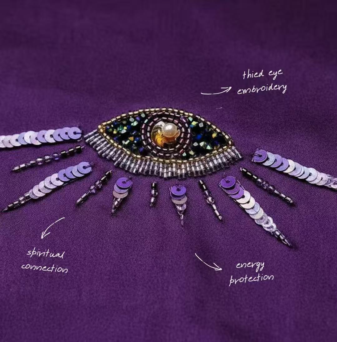 Third Eye Embroidered Silk Ritual -Amethyst Edition