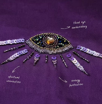 Third Eye Embroidered Silk Ritual -Amethyst Edition